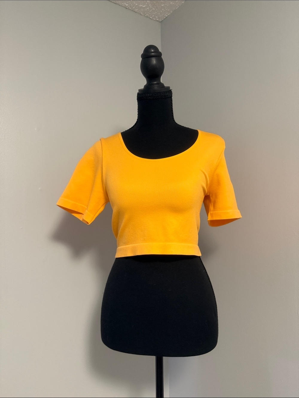 Primark Bright Yellow Cropped Scoop Neck Top